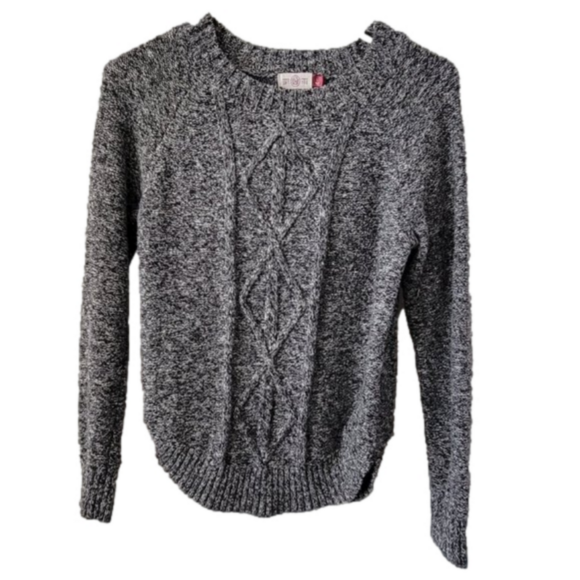 Perfectly Soft You SO Heritage Sweater cable knit Large cozy rustic blk/gray EUC - Picture 10 of 11